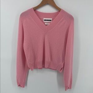 Colorush V-Neck Cashmere Sweater in Light Pink XS A21